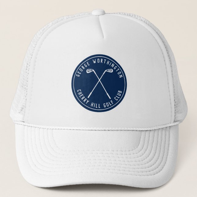 Personalized classic custom golf club navy trucker hat (Front)