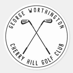 Personalized classic custom golf club white black round sticker