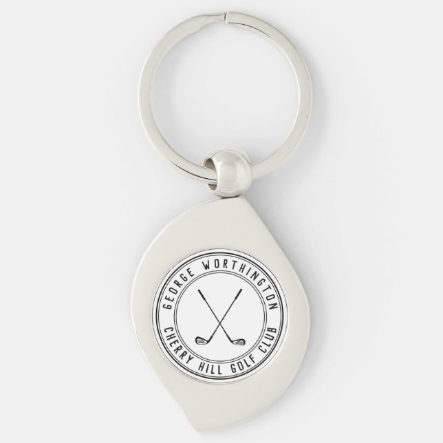 Personalized classic custom golf country club keychain (Front)