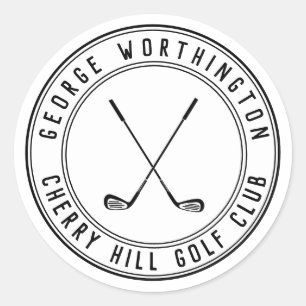 Personalized classic custom golf country club round sticker