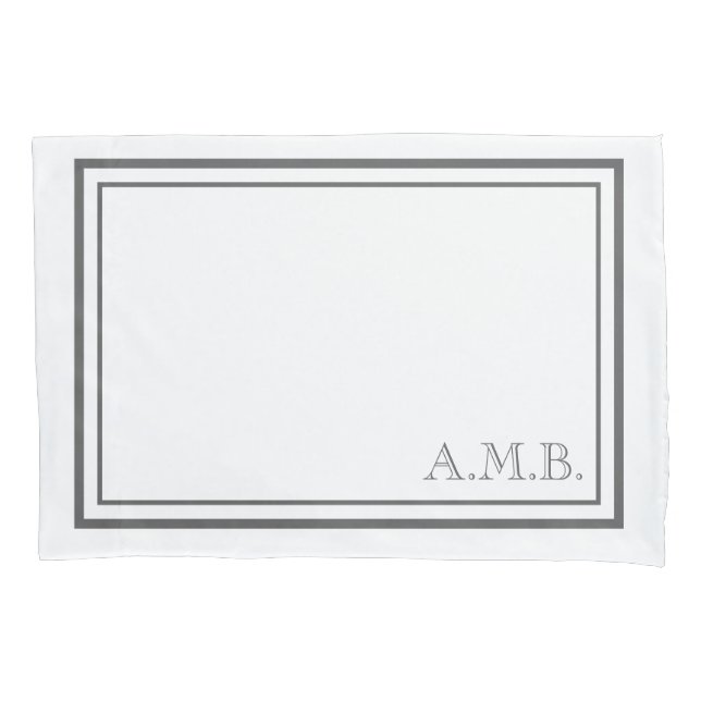 Personalized Classic Dark Gray Monogram Standard Pillow Case (Front)