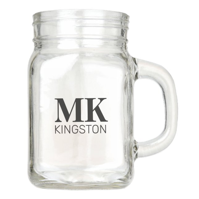Personalized Classic DM Black Serif Mason Jar (Front)
