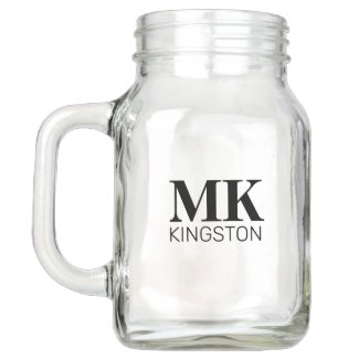 Personalized Classic DM Black Serif Mason Jar