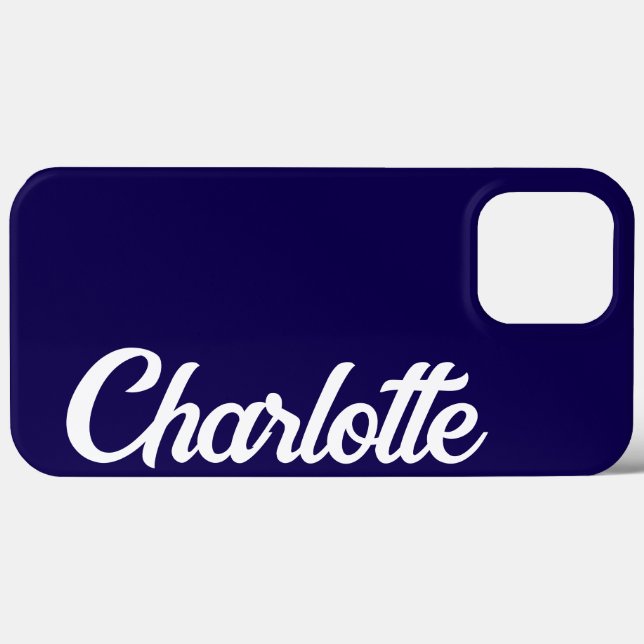 Personalized Classic Elegant Monogram Dark Blue Case-Mate iPhone Case (Back (Horizontal))