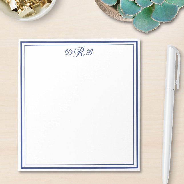 Personalized Classic Elegant Monogram Initial Name Notepad (Creator Uploaded)