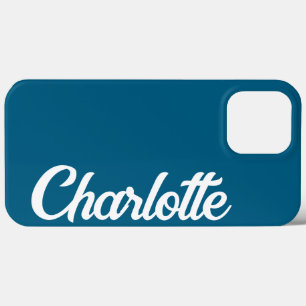 Personalized Classic Elegant Monogram Ocean blue iPhone 13 Pro Max Case