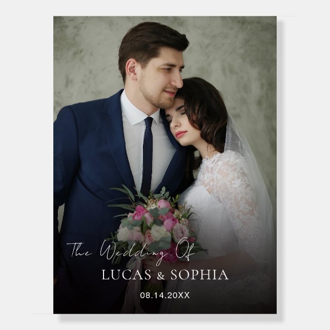 personalized Classic Elegant Typography Photo Wedd Foam Board (Front)