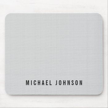 Personalized Classic Faux Linen Silver Grey Mouse Pad by DesignByLang at Zazzle