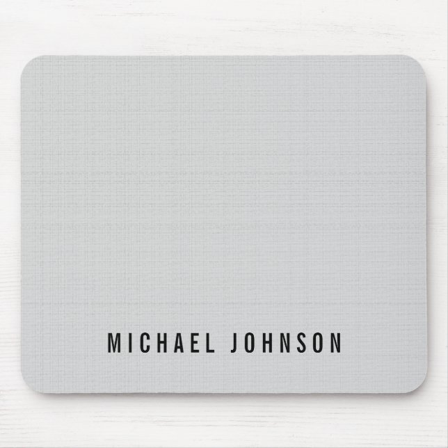 Personalized Classic Faux Linen Silver Grey Mouse Pad (Front)