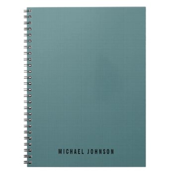 Personalized Classic Faux Linen Smalt Blue Notebook by DesignByLang at Zazzle