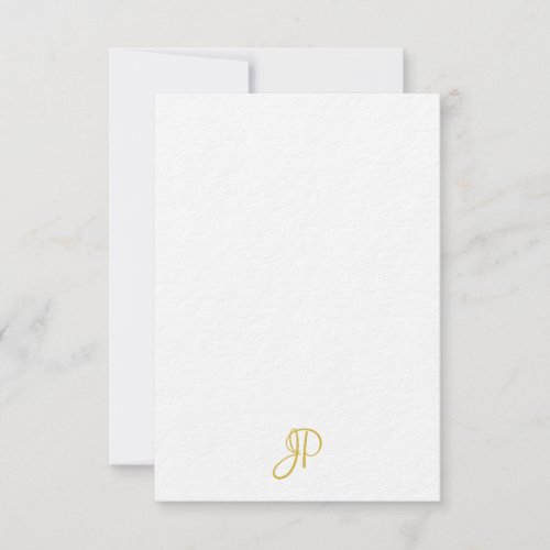 Personalized Classic Gold Calligraphy Monogram Note Card