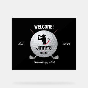 Personalized Classic Golf Bar Acrylic Sign