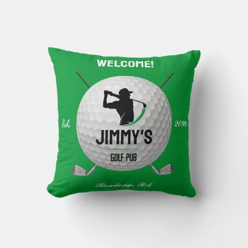 Personalized Classic Golf Bar Throw Pillow