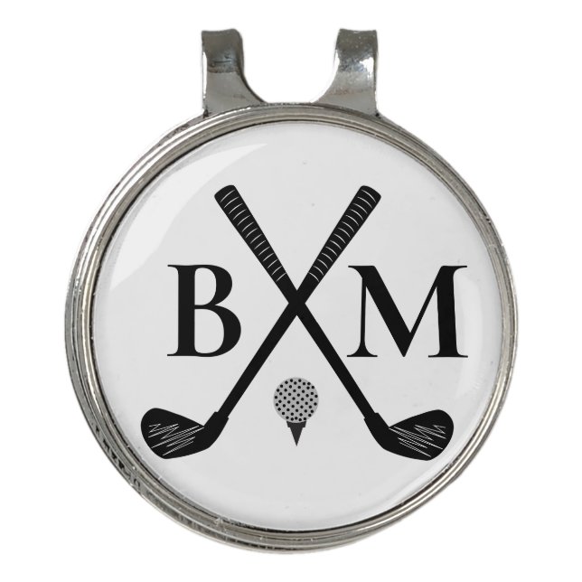 Personalized Classic Golf Club Monogram Initial Hat Clip (Front)