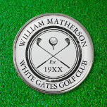 Personalized Classic Golf Club Name Ball Marker<br><div class="desc">Featuring a classic crossed golf clubs and golf ball design and aged stamp effect border, these golf ball markers are ideal for all golf clubs and golf club members. Personalize with the name of the club member, golf club name and the year the golf club was established. Designed by Thisisnotme©...</div>