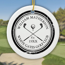 Personalized Classic Golf Club Name Ceramic Ornament