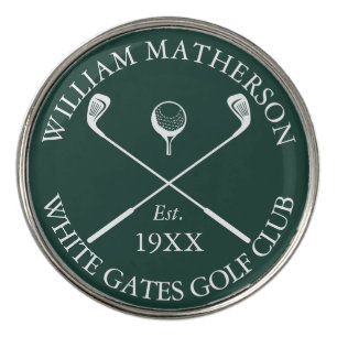 Personalized Classic Golf Club Name Emerald Green Ball Marker