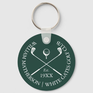 Personalized Classic Golf Club Name Emerald Green Keychain