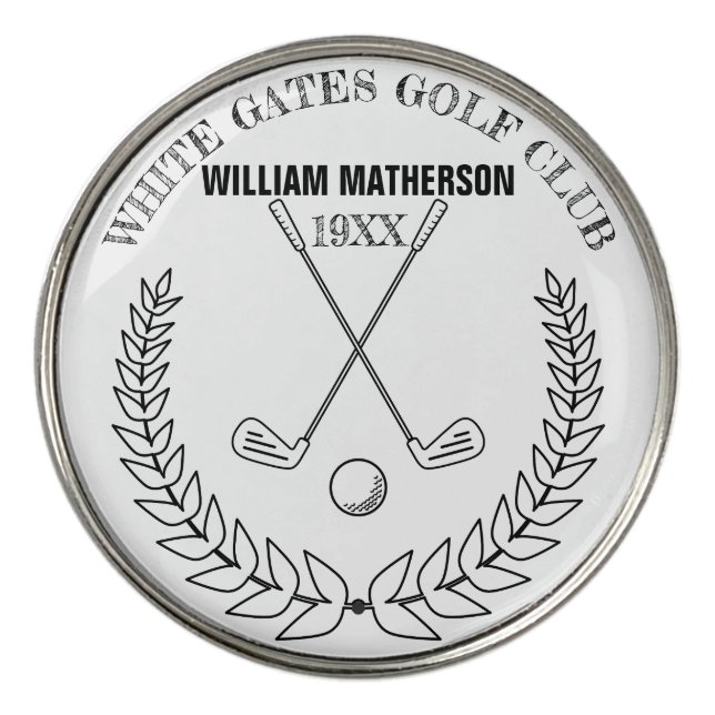 Personalized Classic Golf Club Name Golf Ball Marker (Front)