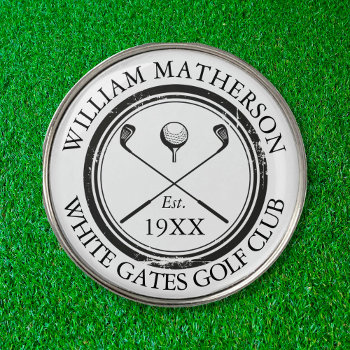Personalized Classic Golf Club Name Golf Ball Marker by artofbusiness at Zazzle