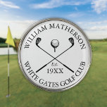 Personalized Classic Golf Club Name Golf Ball Marker<br><div class="desc">Featuring a classic crossed golf clubs and golf ball design,   these golf ball markers are ideal for all golf clubs and golf club members. Personalize with the name of the club member,  golf club name and the year the golf club was established. Designed by Thisisnotme©</div>