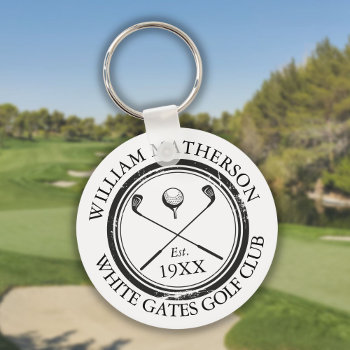 Personalized Classic Golf Club Name Keychain by artofbusiness at Zazzle