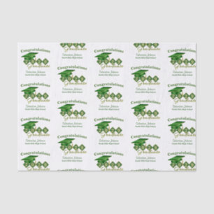 Personalized Classic Graduation Green & Gold Tissue Paper
