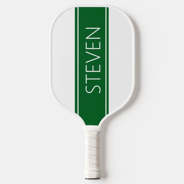 Personalized Classic Green and White Stripe  Pickleball Paddle (Front)