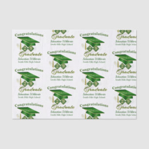 Personalized Classic Green Gold Graduation Tissue Paper