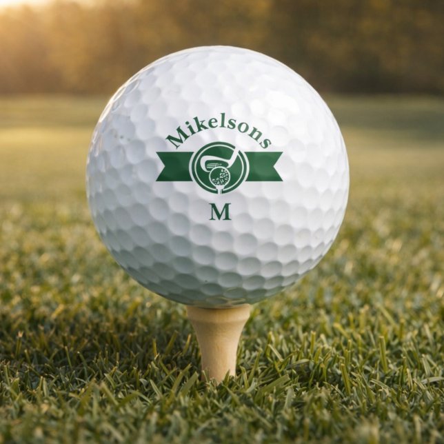 Personalized Classic Green Golf Monogram Crest Balls (Creator Uploaded)