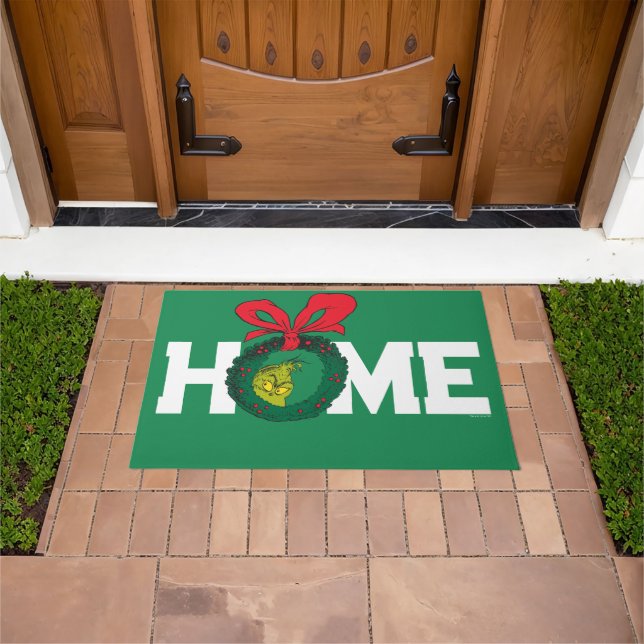 Personalized Classic Grinch | Christmas Wreath Doormat (Outdoor)