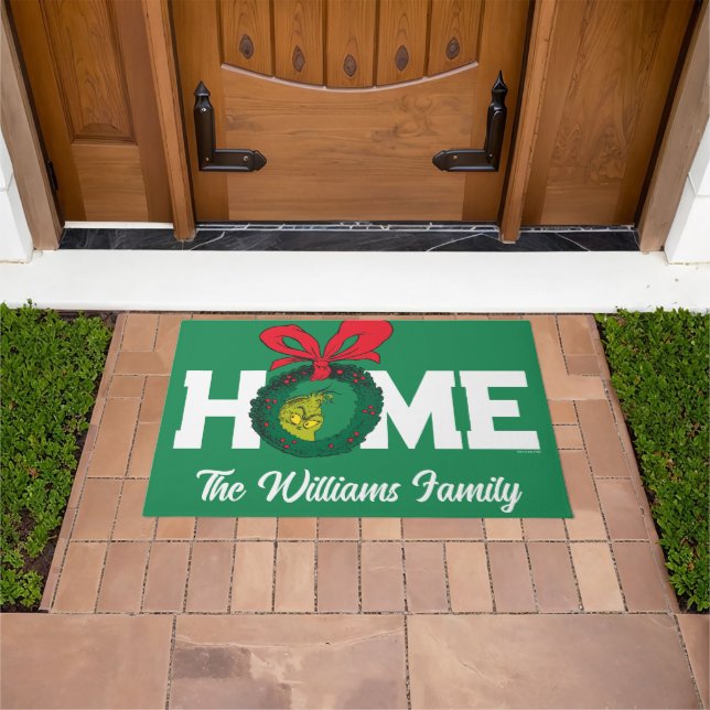 Personalized Classic Grinch | Christmas Wreath Doormat (Outdoor)