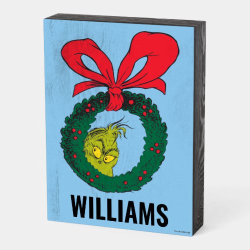 Personalized Classic Grinch  Christmas Wreath Wooden Box Sign