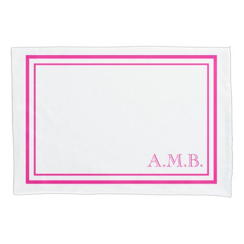Personalized Classic Hot Pink Monogram Standard Pillow Case