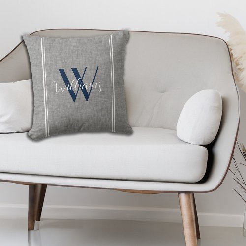 Personalized Classic Last Name Striped Throw Pillow