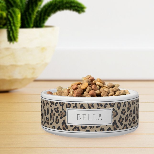 Personalized Classic Leopard Animal Print Pet Bowl (Creator Uploaded)