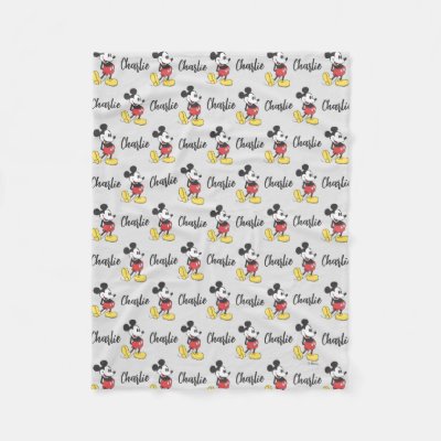 Personalized Classic Mickey Mouse Pattern Fleece Blanket
