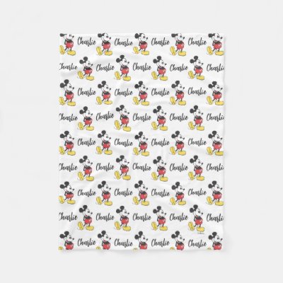 Personalized Classic Mickey Mouse Pattern Fleece Blanket