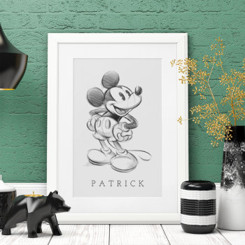 Personalized Classic Mickey | Sketch Poster by MickeyAndFriends at Zazzle
