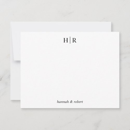 Personalized Classic Minimalist Two Monogram Thank You Card