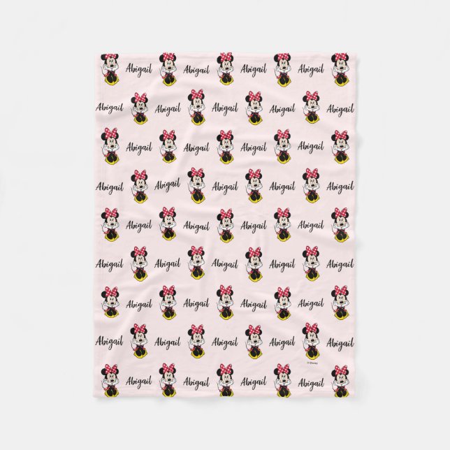 Personalized Classic Minnie Mouse Pattern  Fleece Blanket (Front)