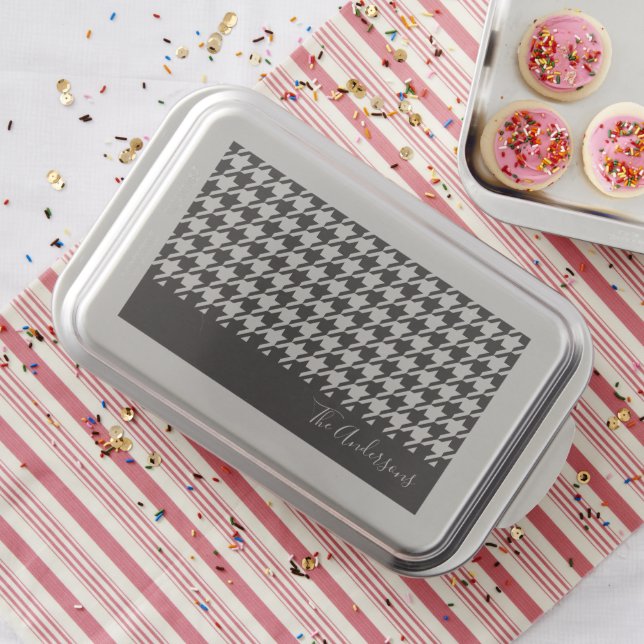 Personalized Classic Modern Black Houndstooth Cake Pan (In Situ)