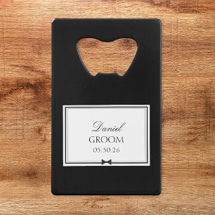 Personalized Classic Modern Simple Bowtie Groom Credit Card Bottle Opener