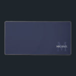 Personalized Classic Monogram and Name Desk Mat<br><div class="desc">Personalized Monogram and Name Gift
features personalized name in white and monogram in light navy blue as background,  in classic serif font style,  
on navy blue background.</div>