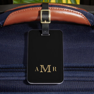 Personalized Classic Monogram Black Luggage Tag