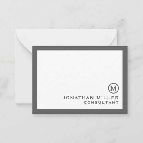 Personalized Classic Monogram Gray Note Card