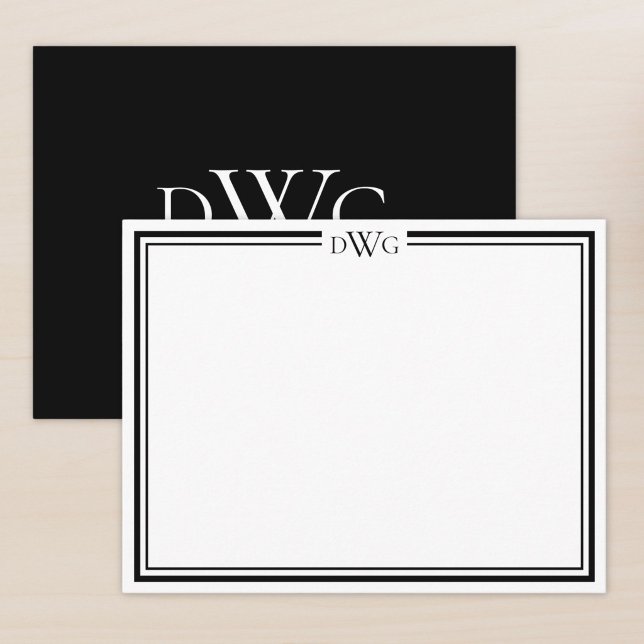Personalized Classic Monogram Initial Name Note Card (Creator Uploaded)