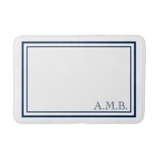 Personalized Classic Navy Blue Monogram Bath Mat