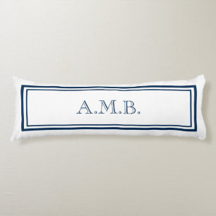 Personalized Classic Navy Blue Monogram Body Pillow