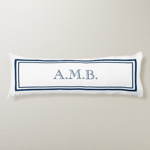 Personalized Classic Navy Blue Monogram Body Pillow